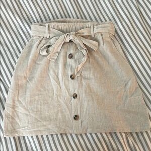 Umgee Tan Cream A-Line Mini Skirt Tie Front